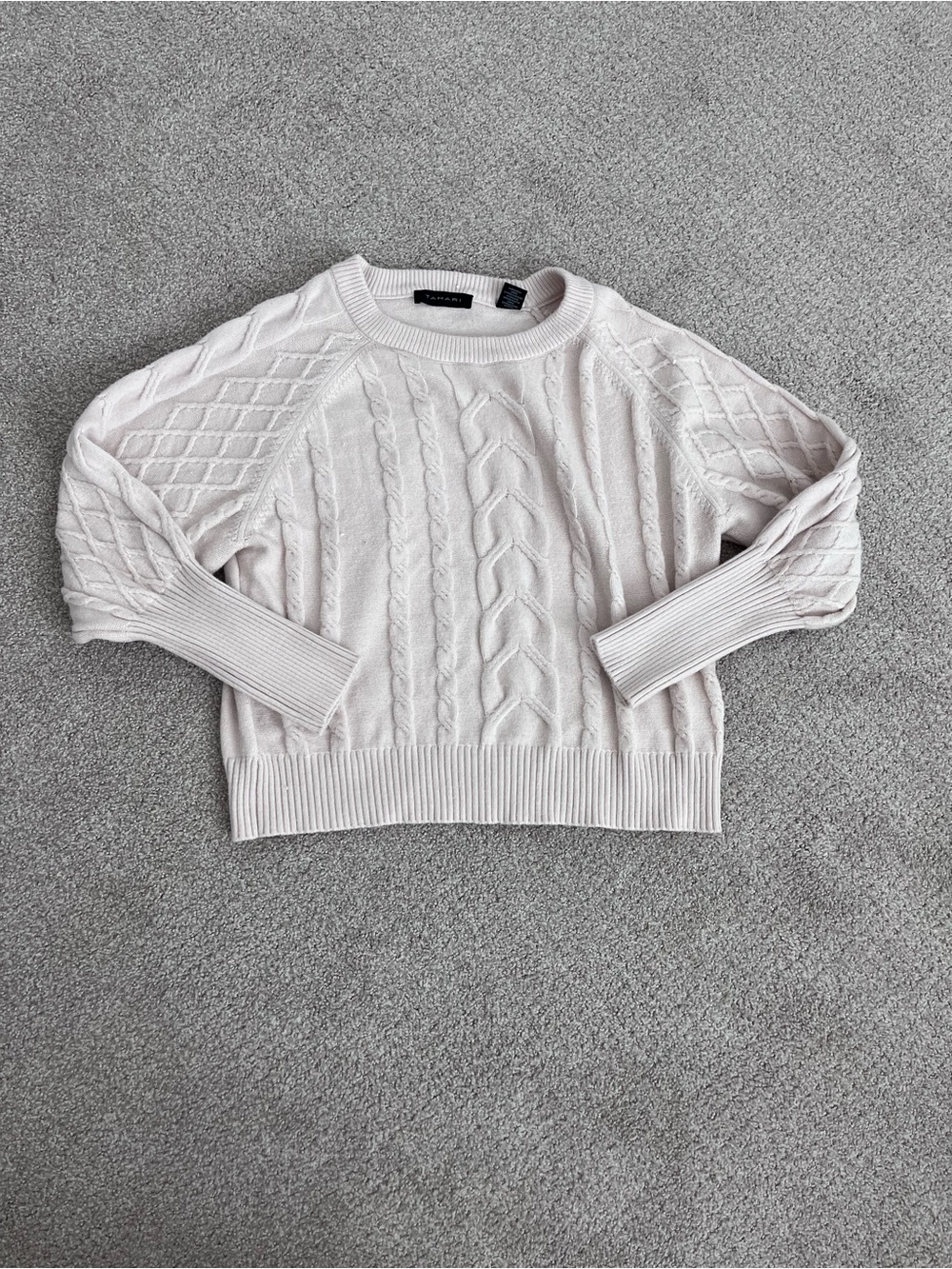 Tahari Cream Cable Knit Sweater